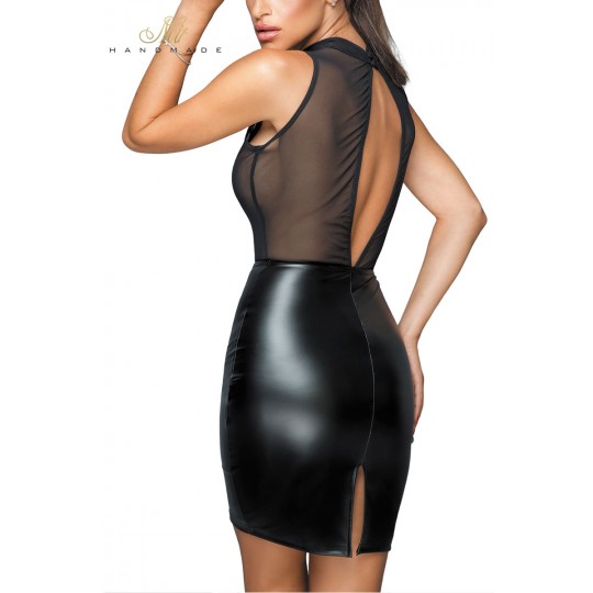 Robe wetlook et broderies F222 2